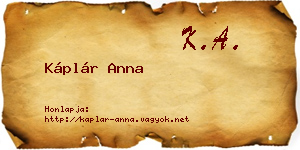 Káplár Anna névjegykártya