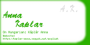 anna kaplar business card